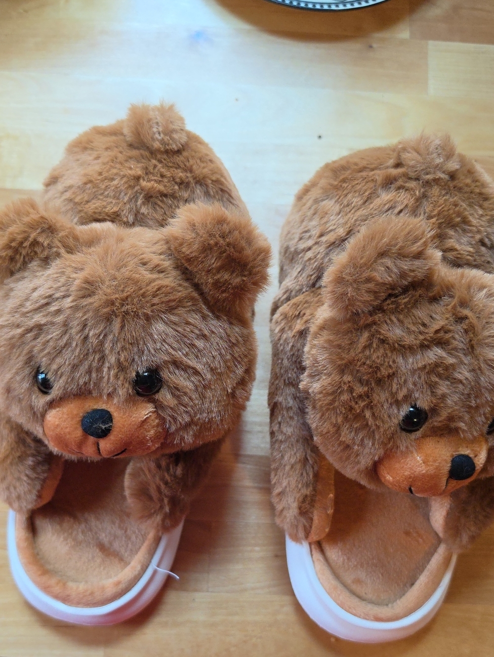 Plush Bear Slippers in Warm Brown